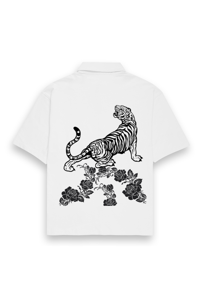 Tiger and Rose Oversized Shirt White