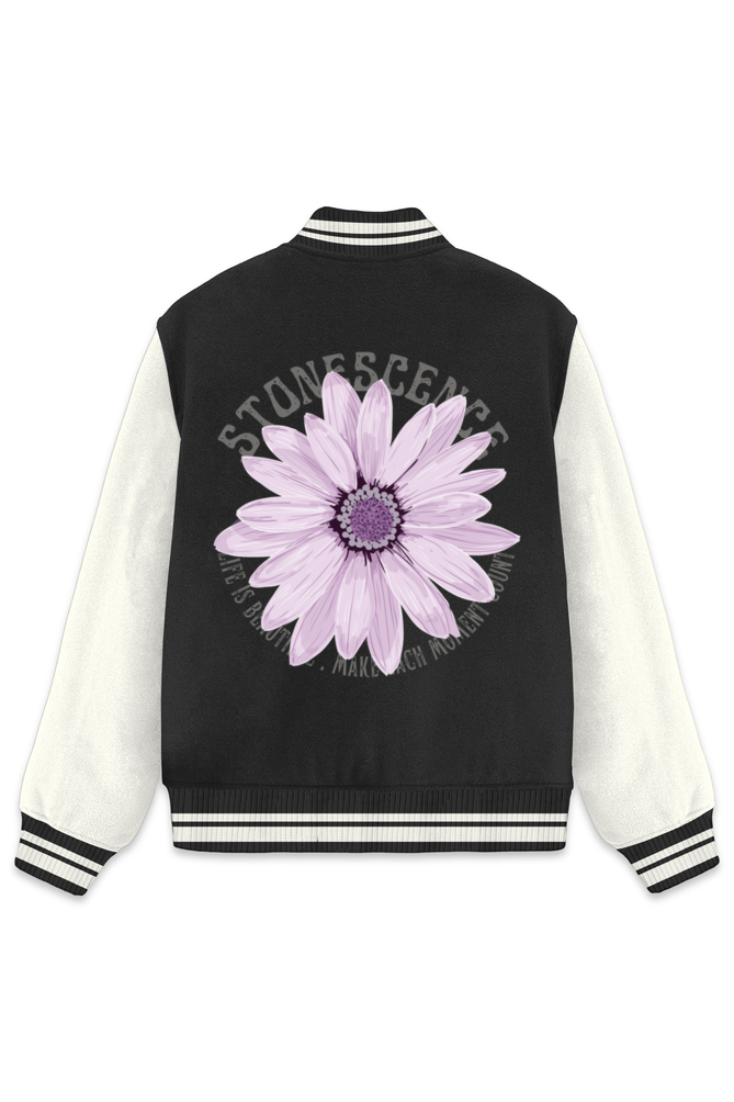 Chrysanthemum Varsity Jacket Black