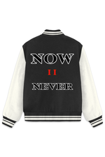 Now OR Never Varsity Jacket Black