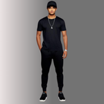 Black Oversized T-Shirt and Jogger Set XS