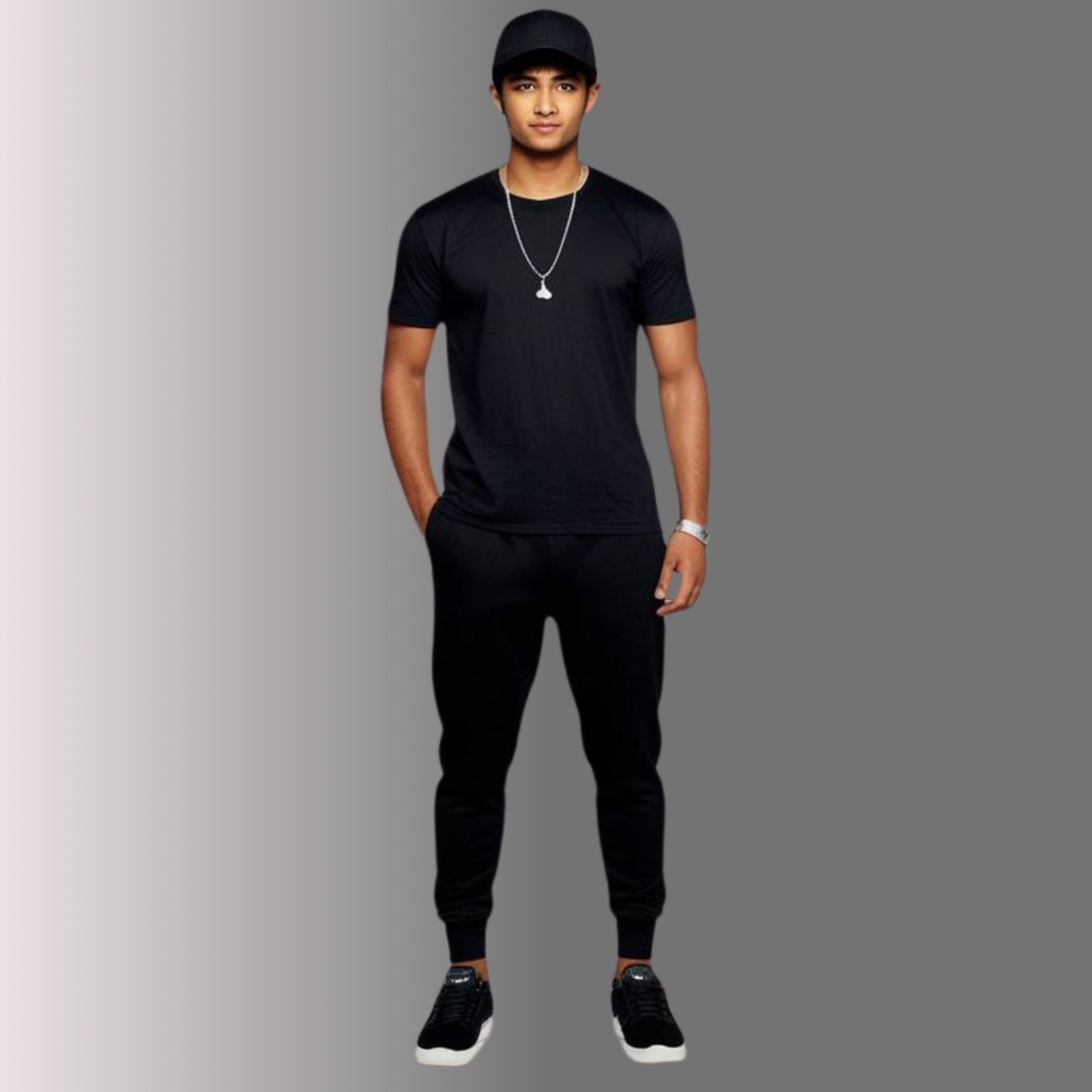 Black Oversized T-Shirt and Jogger Set XS