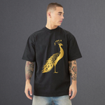 Golden Standing Peacock Unisex Oversized T-Shirt