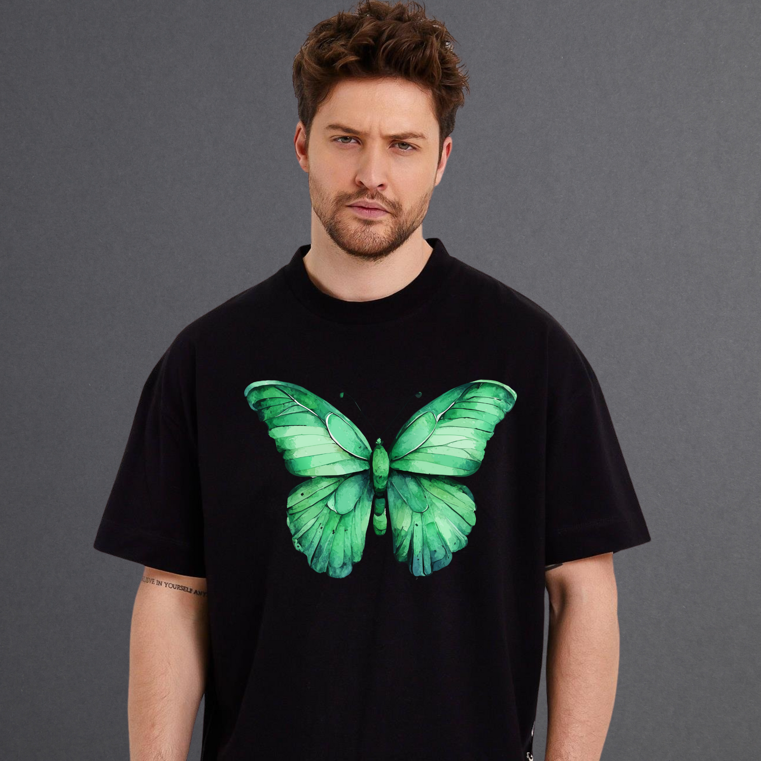 Green Butterfly Unisex Oversized T-Shirt
