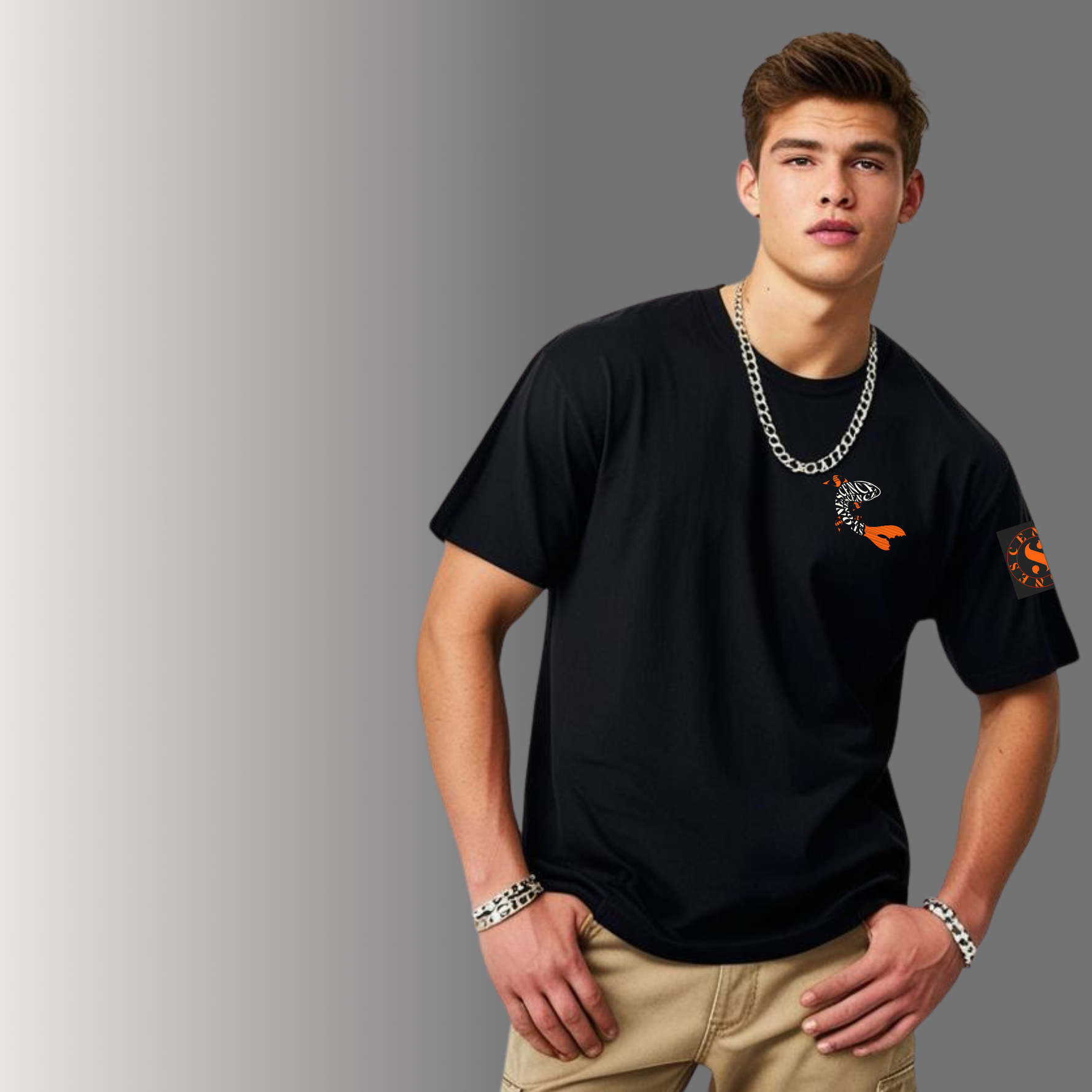 Drift With The Koi Oversized T-Shirt – Embroidery Black