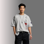 Warm Hearts Oversized T-Shirt Grey Melange