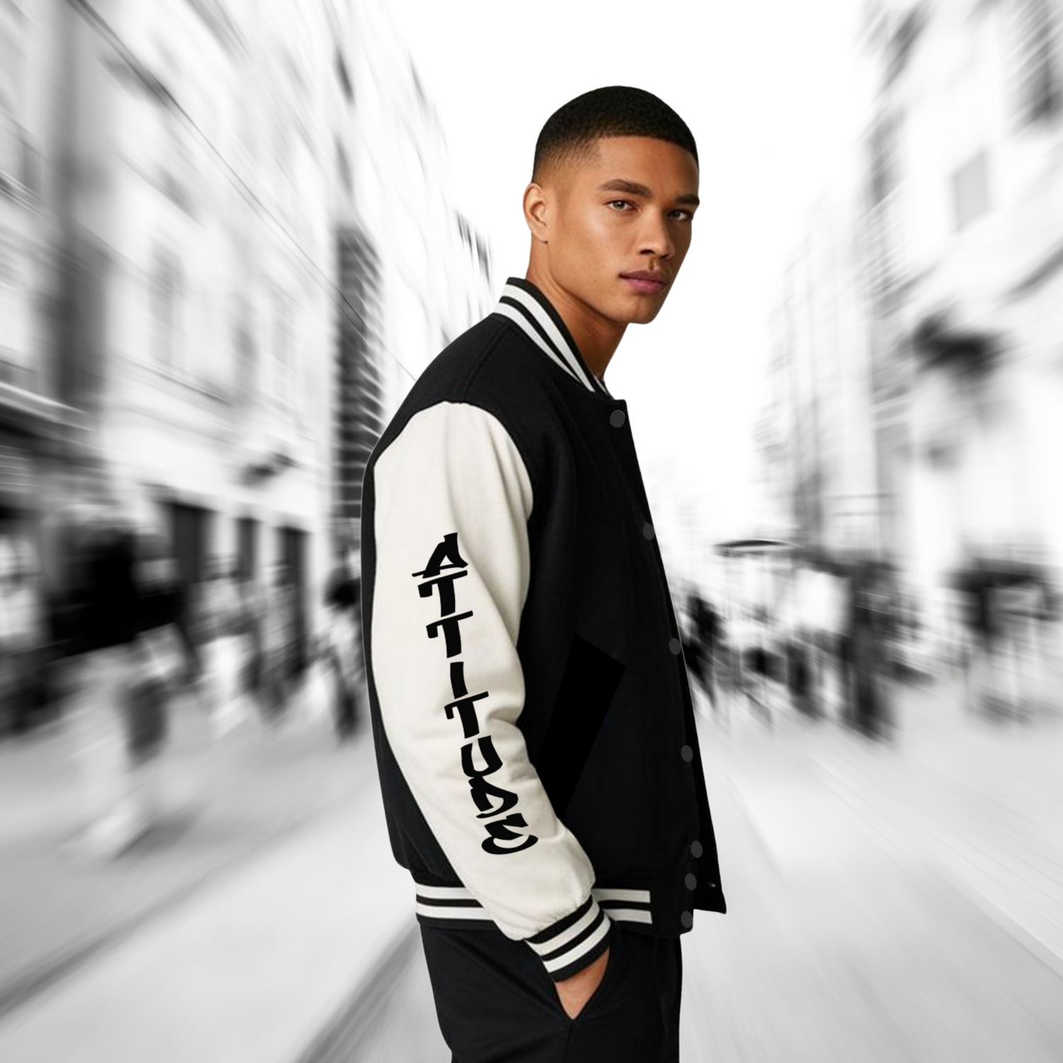 Attitude Matters Varsity Jacket Black