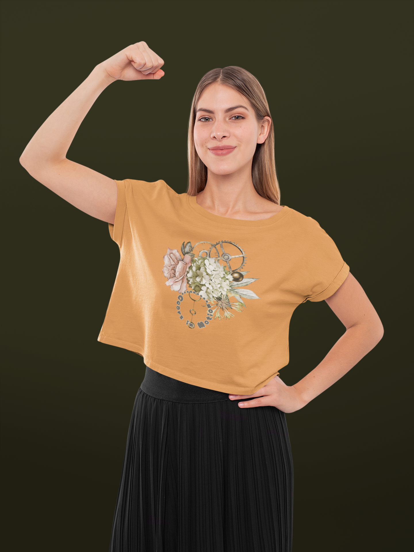 Gears in Motion Crop Top Mustard Yellow