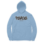 Peace White Unisex Hoodie Baby Blue