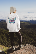 Purple Butterfly Unisex Zipped Hoodie White