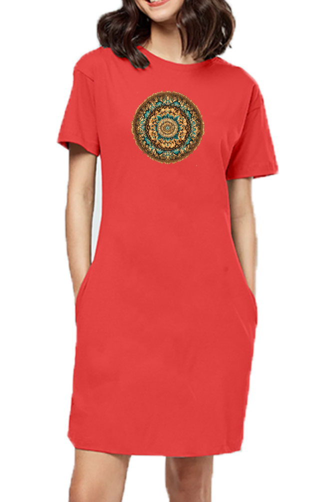 Brown Women's T-Shirt Dress Red