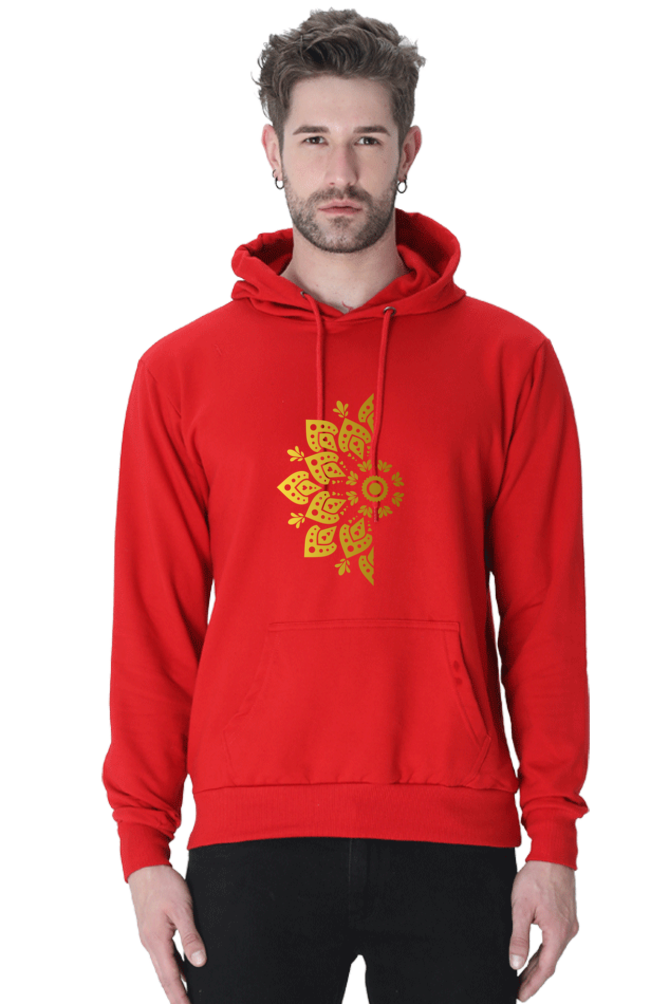 Gold Mandala Unisex Casual Hoodie Red