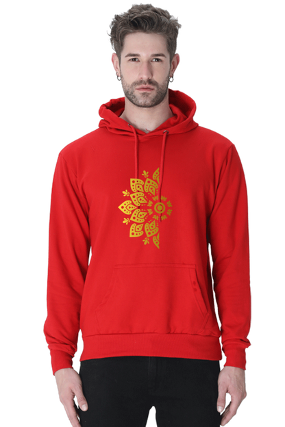 Gold Mandala Unisex Casual Hoodie Red