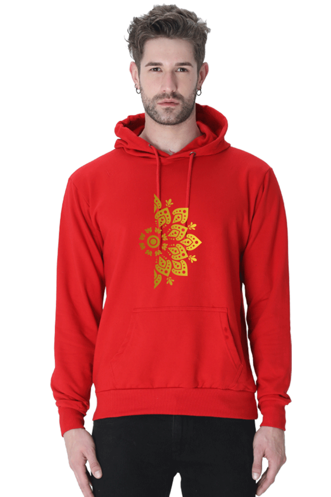 Golden Mandala Right Casual Hoodie Red