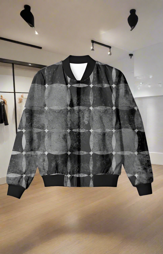 Black Checker Gaze Unisex Bomber Jacket