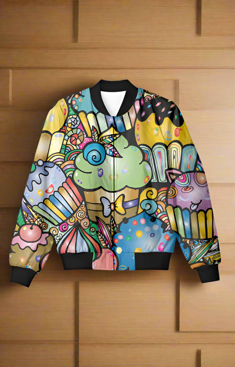 Cupcake Doodle Unisex Bomber Jacket