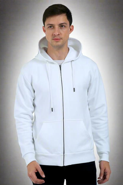 Plain Unisex Zip Hoodie