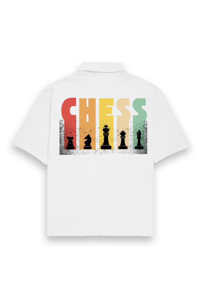 Chess Oversized Cotton Shirt White