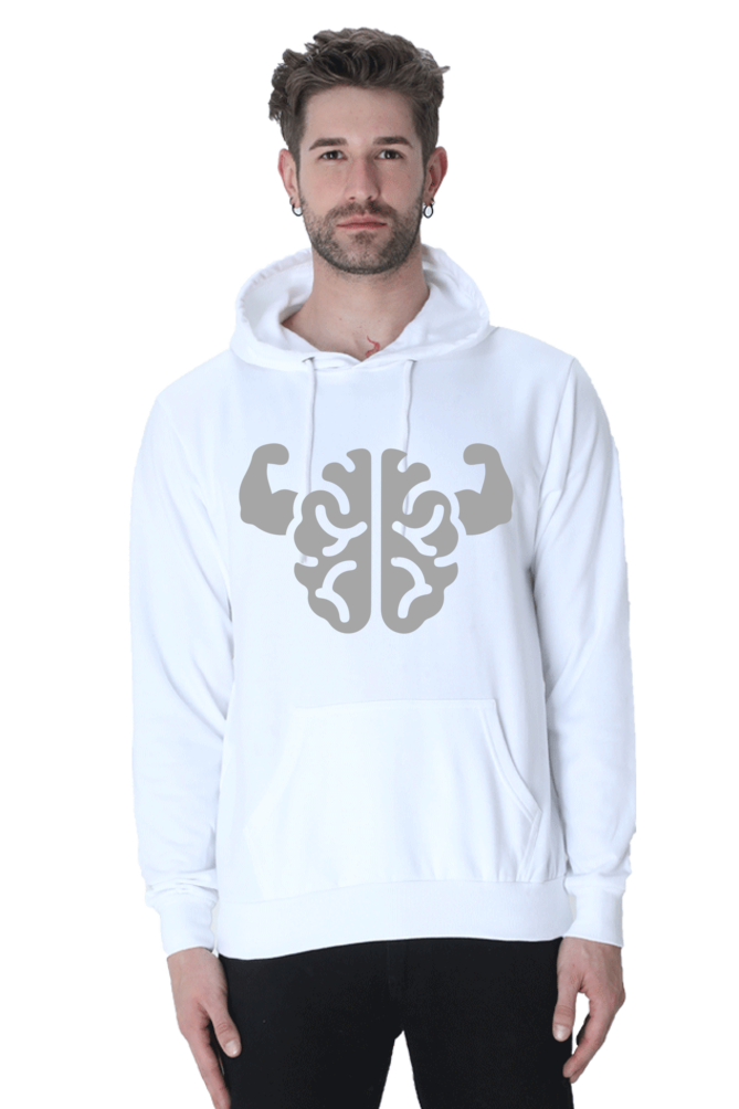 Brain power Unisex Casual Hoodie White