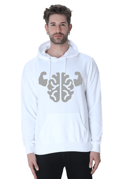 Brain power Unisex Casual Hoodie White