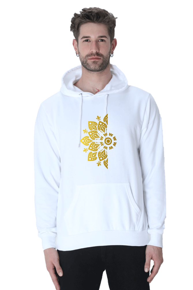 Gold Mandala Unisex Casual Hoodie White