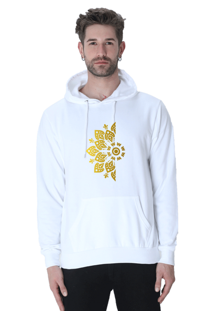 Gold Mandala Unisex Casual Hoodie White