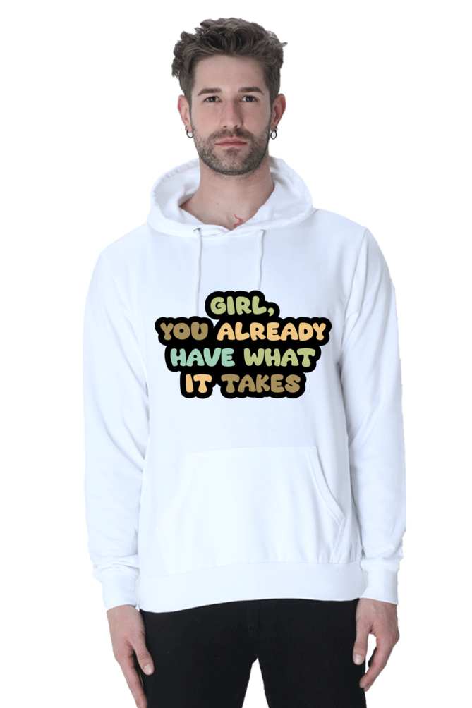 Girl Unisex Casual Hoodie White