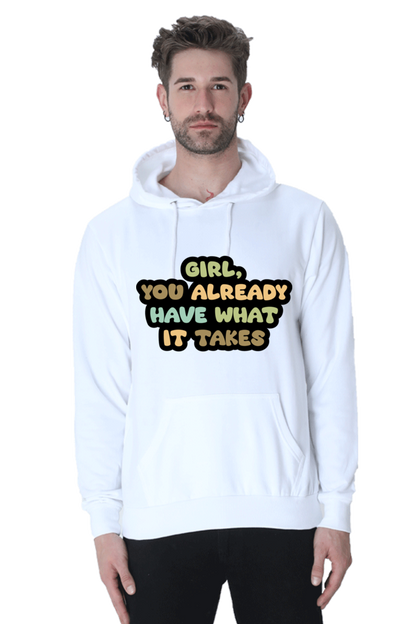 Girl Unisex Casual Hoodie White