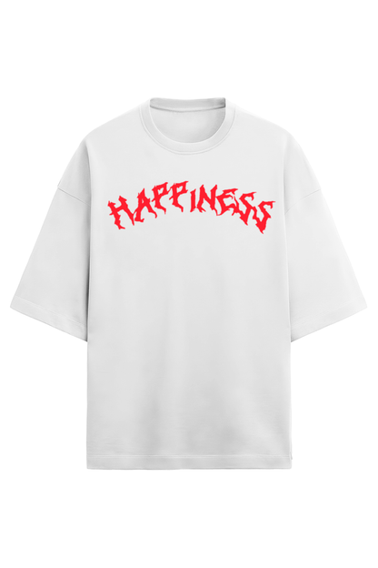 Happiness Unisex Terry Oversized T-Shirts White