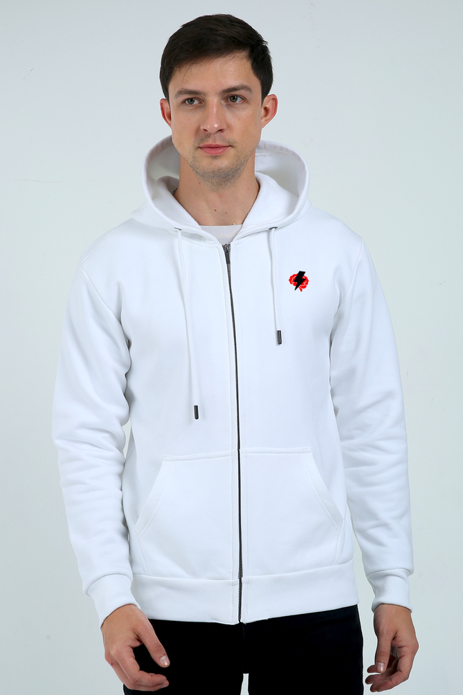 Mindset White Unisex Zipper Hoodie