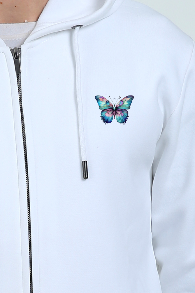 Purple Butterfly Unisex Zipped Hoodie
