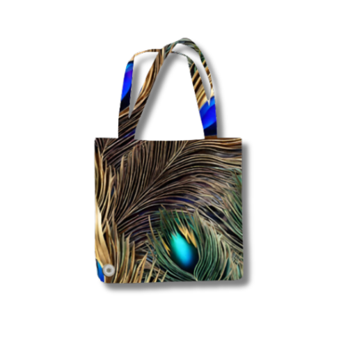 Peacock Feathers Tote Bag with Zipper Standard