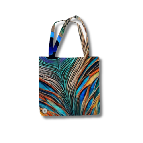 Peacock Feather Tote Bag with Zipper