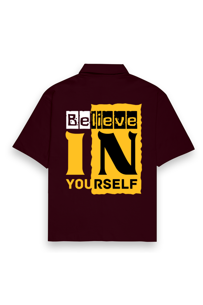 Believe In Yourself Oversized Cotton Shirt Maroon