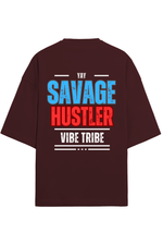 Savage Hustler Terry Oversized T-Shirt Maroon