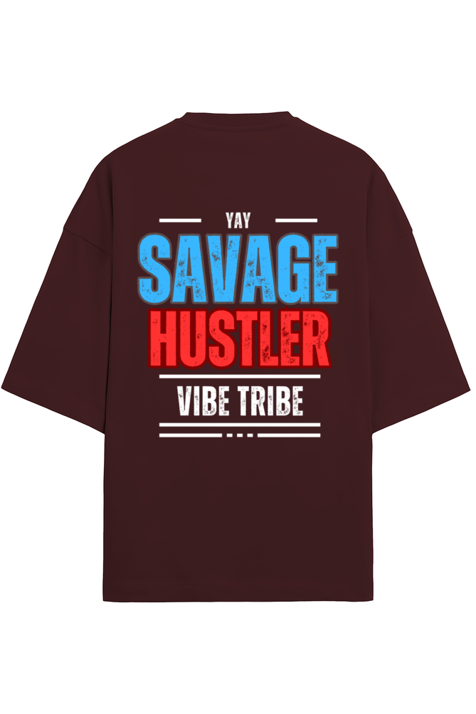 Savage Hustler Terry Oversized T-Shirt Maroon