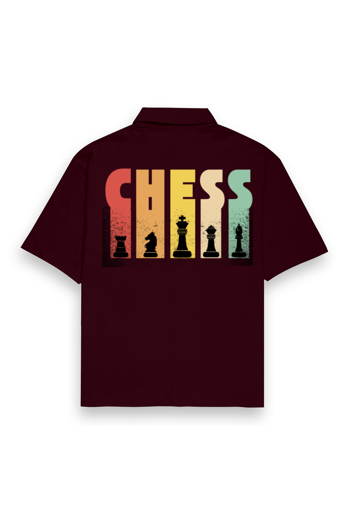Chess Oversized Cotton Shirt Maroon