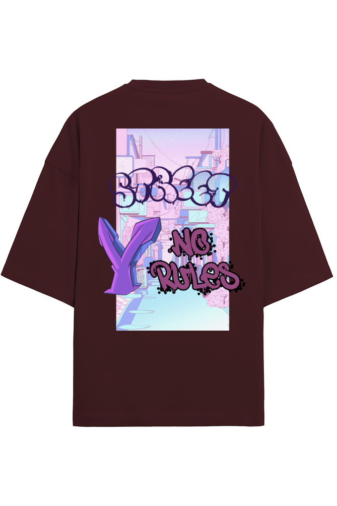 YNo Rules Terry Oversized T-Shirt Maroon