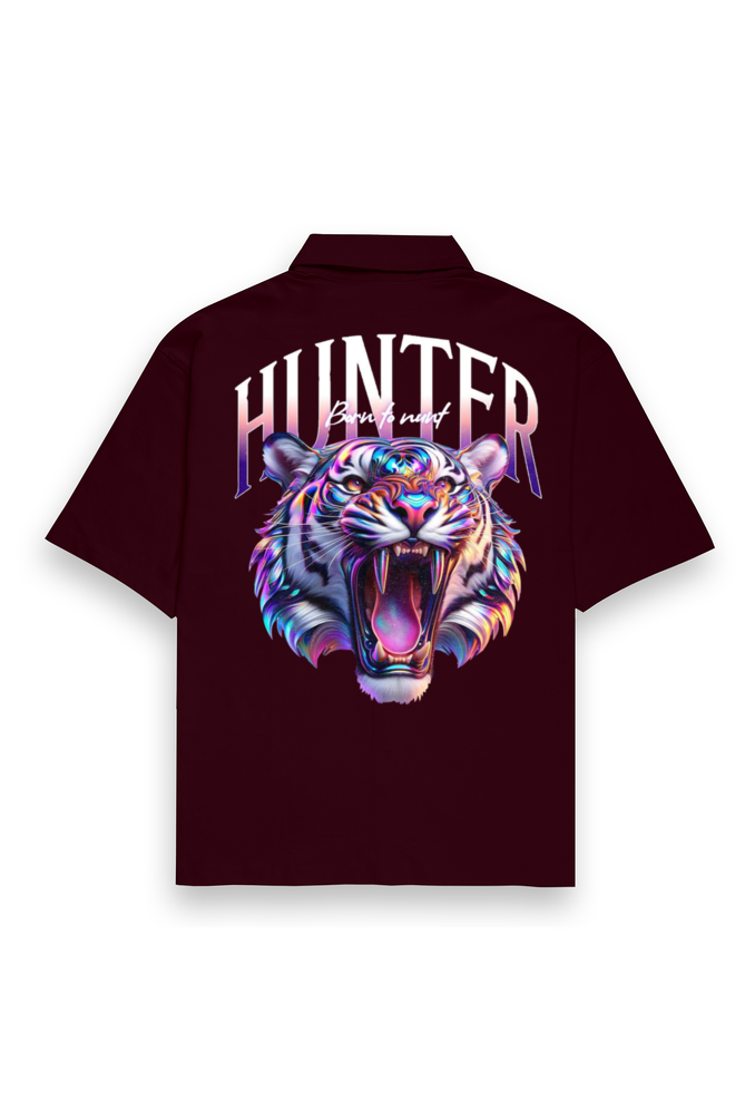 Hunter Oversized Cotton Shirt Maroon