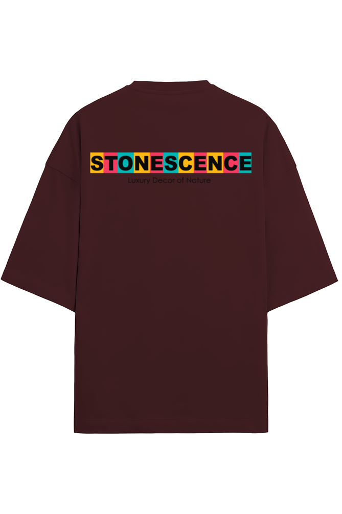 Stonescence Color Style Unisex Terry Oversized T-Shirts Maroon