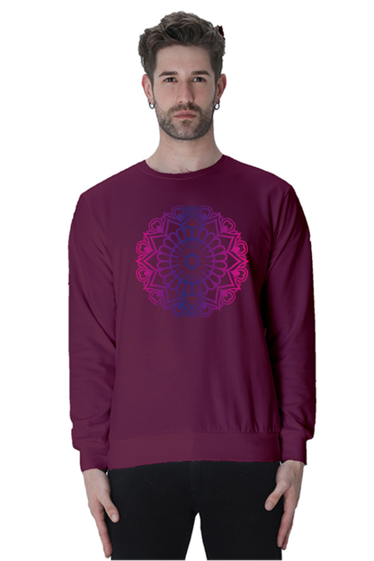 Mandala Unisex Casual Sweatshirt Maroon