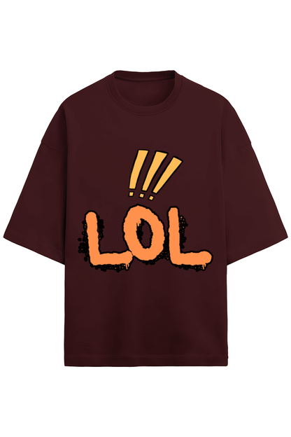 Unisex Lol Oversized T-Shirt Maroon