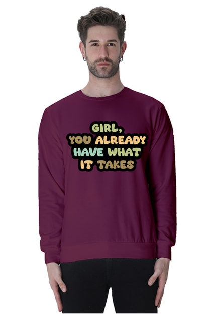 Girl Unisex Casual Sweatshirt Maroon