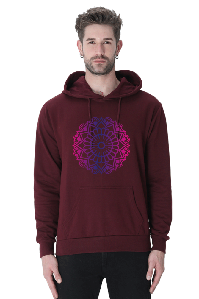 Purple Mandala Unisex Casual Hoodie Maroon