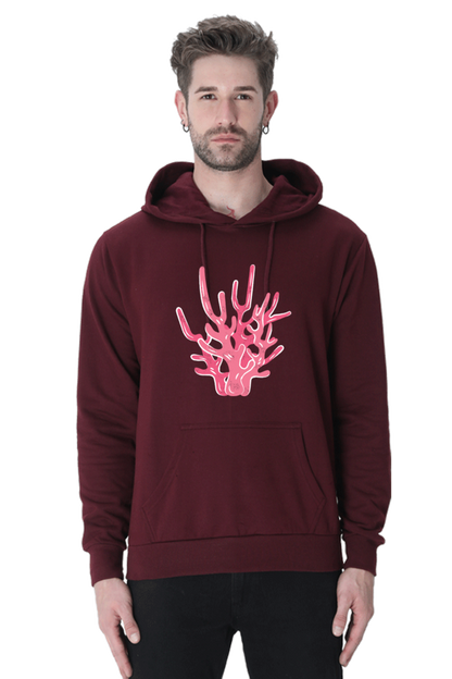 Coral Casual Hoodie Maroon