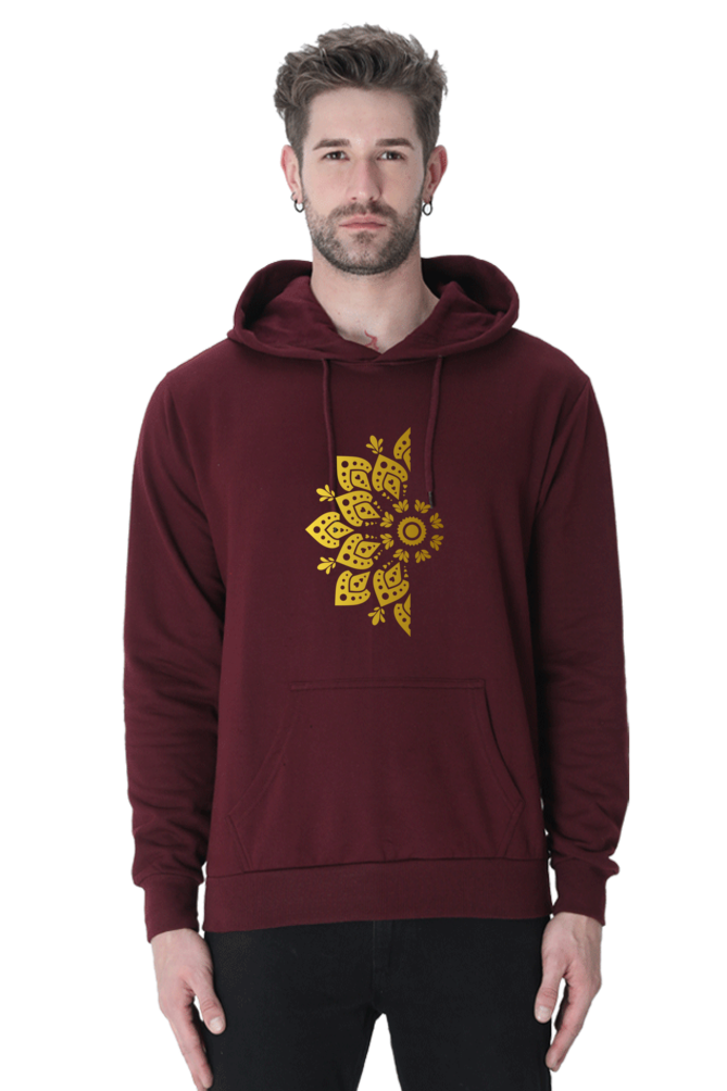 Golden Mandal Left Casual Hoodie Maroon