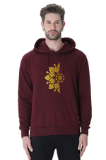 Golden Mandal Left Casual Hoodie Maroon