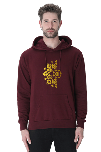 Golden Mandal Left Casual Hoodie Maroon