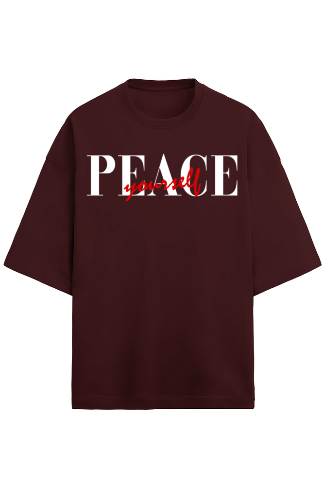 Peace Unisex Terry Oversized T-Shirts Maroon