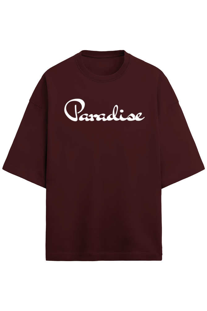 Paradise white Unisex Terry Oversized T-Shirts Maroon