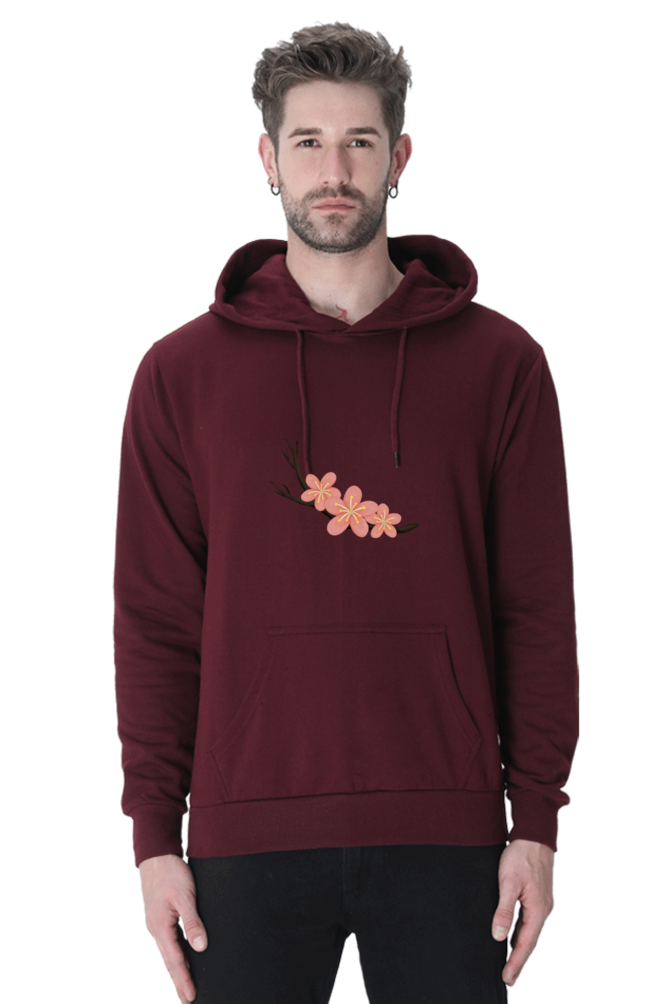 Sakura Unisex Casual Hoodie Maroon